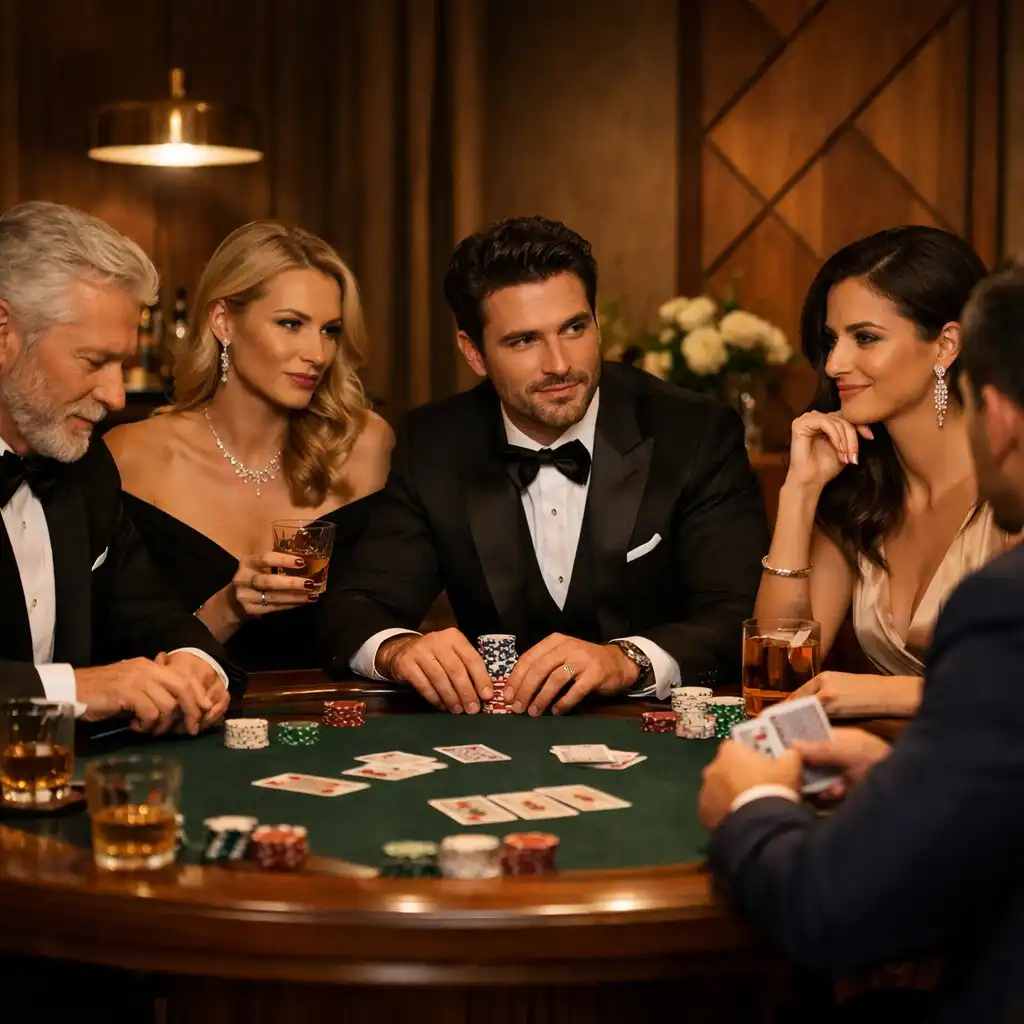 Elegancki wieczór pokerowy w luksusowym wnętrzu w Polsce
