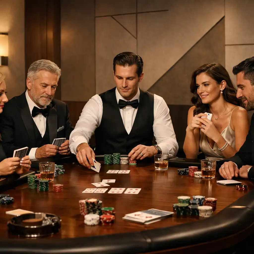 Wyrafinowana rozgrywka pokerowa w luksusowym, polskim wnętrzu